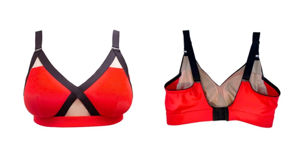 Red Power-mastectomy bra-focus image-front and back